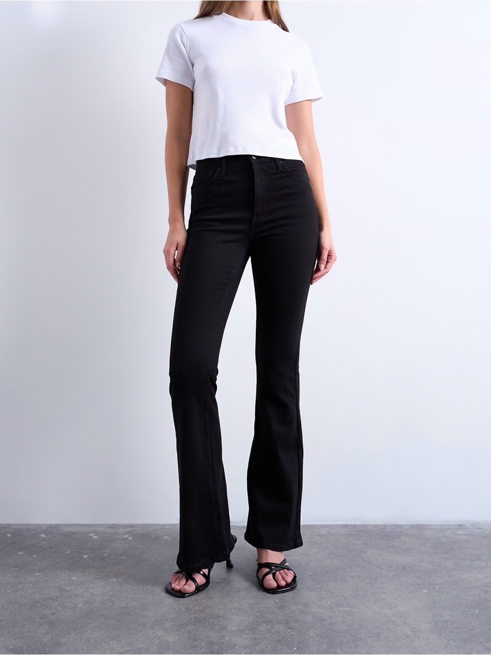 Topshop Moto Jamie Flare Jeans Black High Rise - Size 26